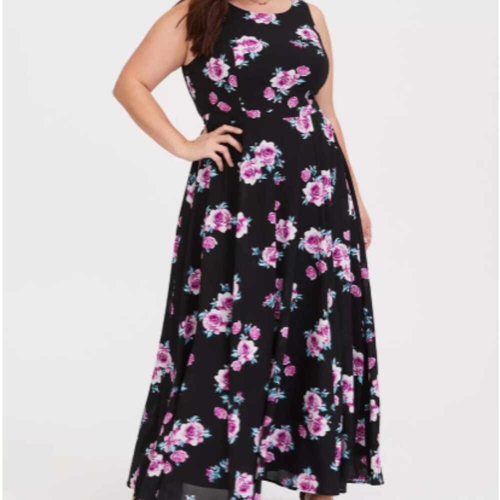 18 Torrid Floral High Neck Georgette Maxi Dress - Pre-Loved